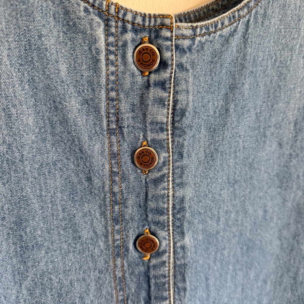 Vintage Y2K Sonoma Light Blue Denim Jumper Dress Button Down Front Pockets Large - Picture 2 of 6